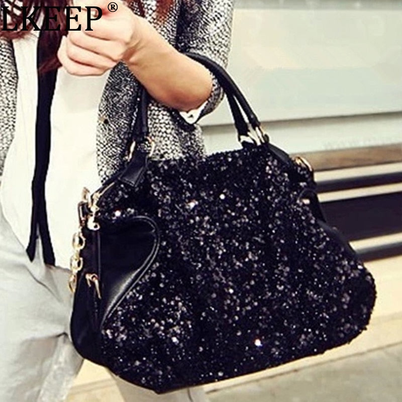 Extravagance Fashion New Style Sequin Patent Leather WOMEN&#39;S Bag High-End Korean-style Casual Versatile Hand Shoulder Bag Women&#39;