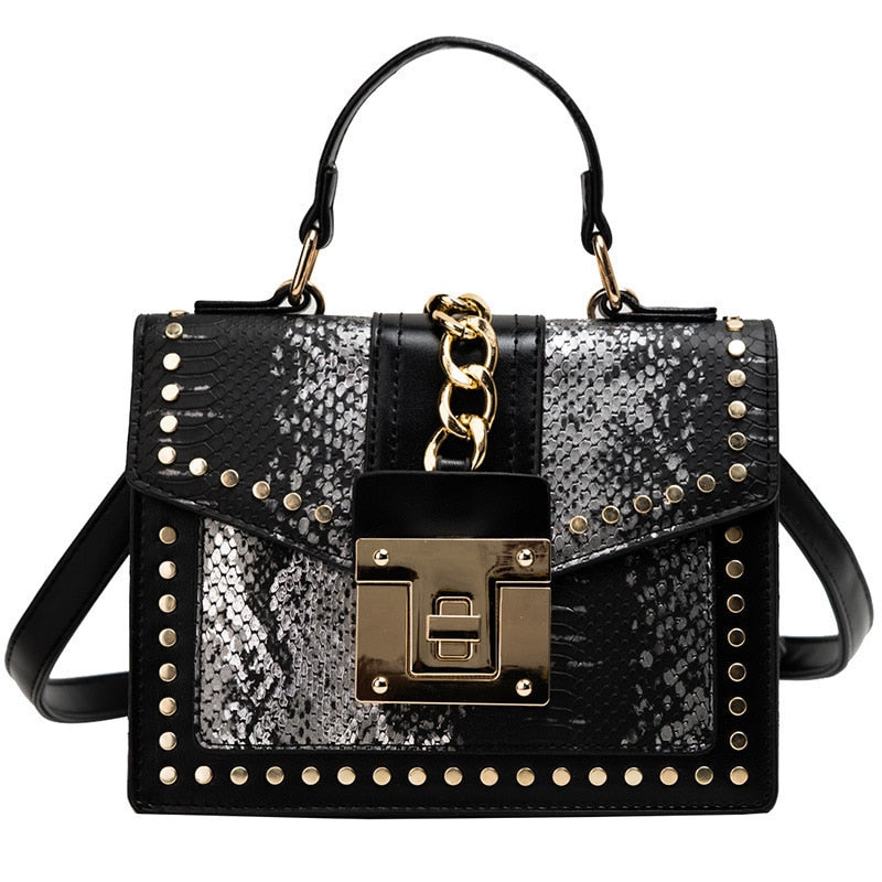Luxury Serpentine Shoulder Bag Women PU Leather Crossbody Bag Fashion Chains Messenger Bag Brands Lock Lady Handbag sac