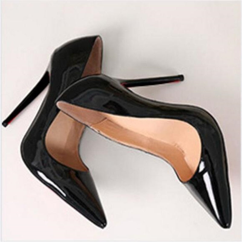 Adream Plus Size HOT Women Shoes Pointed Toe Pumps Patent Leather Dress High Heels Boat Shoes Wedding Shoes