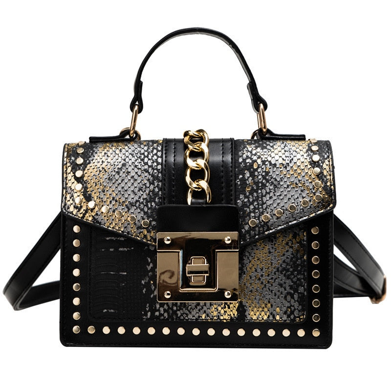 Luxury Serpentine Shoulder Bag Women PU Leather Crossbody Bag Fashion Chains Messenger Bag Brands Lock Lady Handbag sac