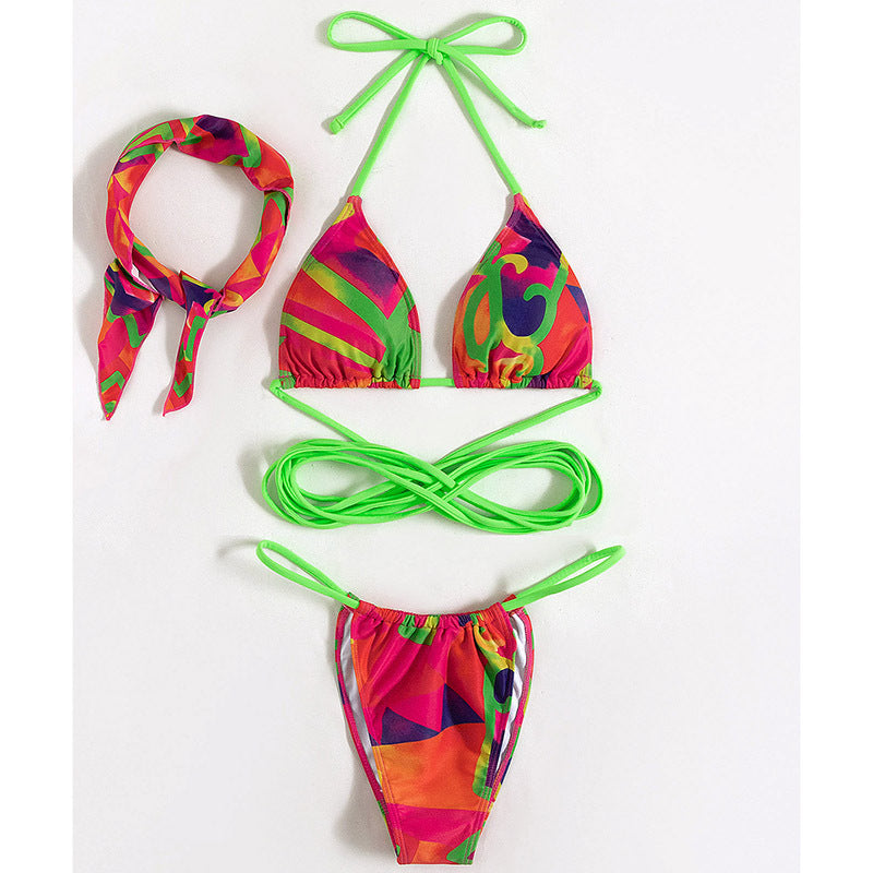 Adream Women Summer Swimwear Set Bra Tie Side G-String Thong Beach Triangle Suit Swimsuit Bathing Swimming Suit
