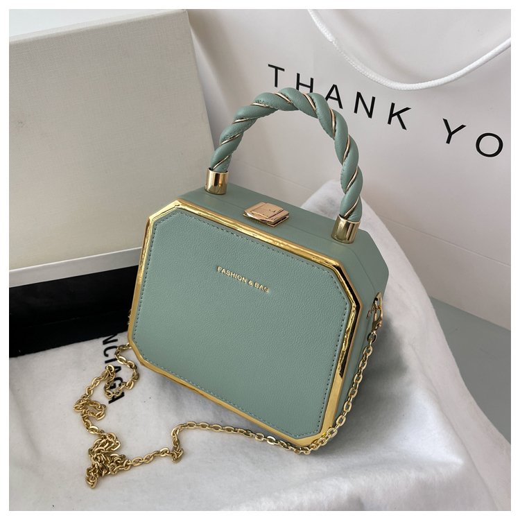 Fashion Designer Metal Square Bag Ladies Small Cell Phone Chain One Shoulder Crossbody Purse Box Evening Print Classical Solid