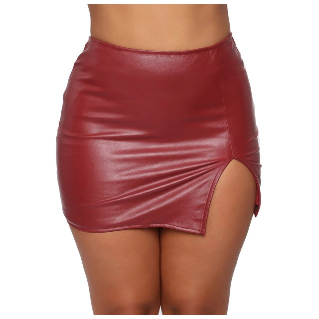 Adream Skirts Pencil Bodycon Open High Waist Package Hip Zipper Sexy Leather Half-body Skirt Mini Short Elastic Skirts