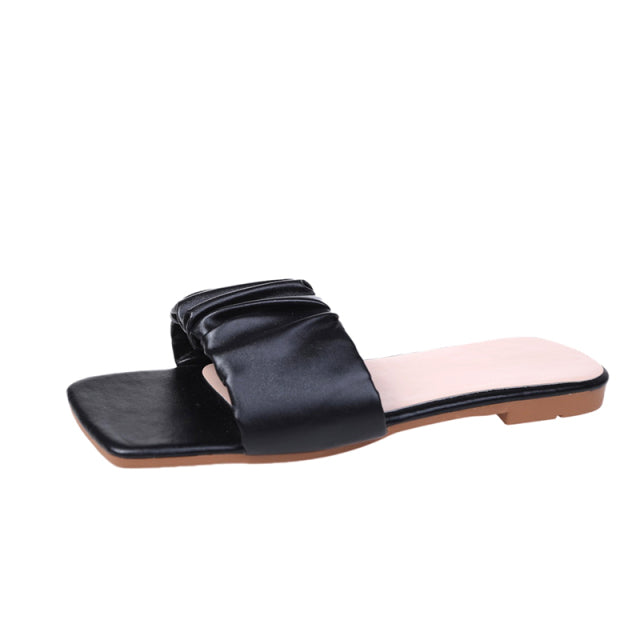 Adream Slippers Female Square Heel Flip Flops Sandals Slippers Designer Soft Flat Slides Summer Sandals for Women