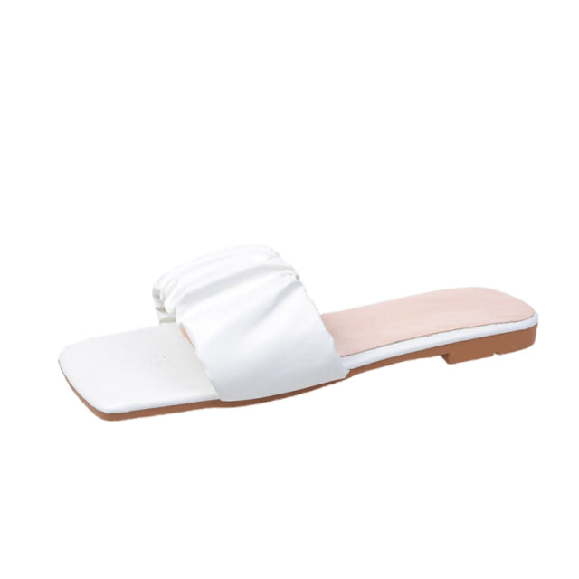 Adream Slippers Female Square Heel Flip Flops Sandals Slippers Designer Soft Flat Slides Summer Sandals for Women