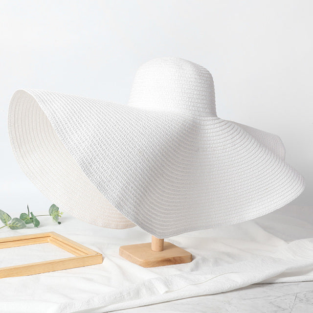 Adream Large Wide Brim Foldable Sun Hats For Women Oversized Sun Shade Hat Travel Straw Hat
