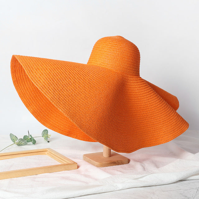 Adream Large Wide Brim Foldable Sun Hats For Women Oversized Sun Shade Hat Travel Straw Hat