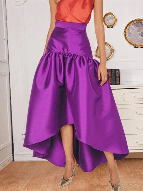 Adream Party Skirts High Low Irregular Length Shiny Purple Christmas Lady Fashion Elegant Classy Female African Autumn New Jupes